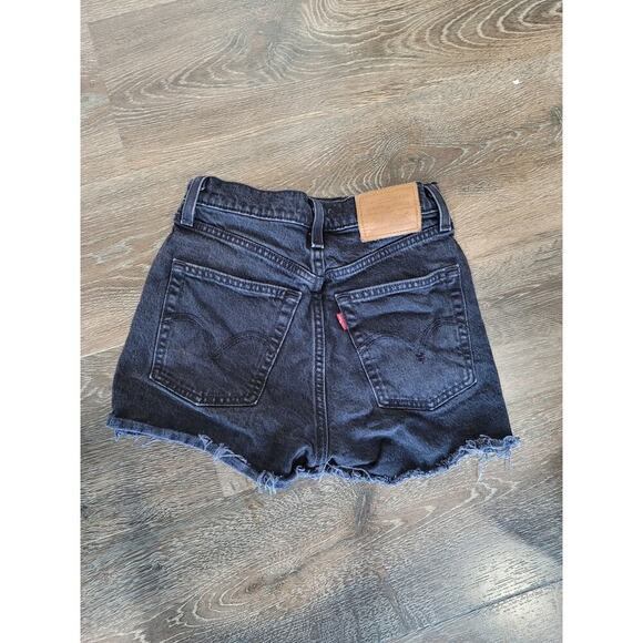 Levi's Women's Ribcage Shorts size 24 Black Denim Shorts High Rise #6‎ - Picture 3 of 5